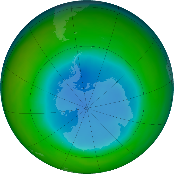 Antarctic ozone map for August 1987